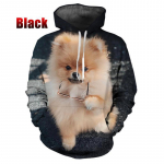 3D Pomeranian Print kapuutsiga dressipluusid Armsad lemmikloomad koerad loomad mustriga paariline kapuuts vabaaja pikkade varrukatega lahedad t&auml;navar&otilde;ivad XXL