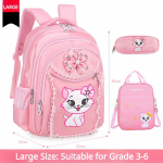 Klass 1 3 4 6 Laste seljakott Armas kass Multifilm Printsess Pits Koolikotid P&otilde;hikooli t&uuml;drukule 3 tk Seljakott 7-12-aastastele Large Size roosa