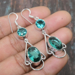 Aqua Apatite kalliskivist k&auml;sitsi valmistatud tahke 925 sterlingh&otilde;bedast ehtek&otilde;rvar&otilde;ngas talle 2.36 Inches ts&uuml;aan