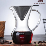 BORREY klaasist kohvikann, kallake kohvimasina peale korduvkasutatav roostevabast terasest filter BPA-vaba klaaskarahvini k&auml;sitsi kohvitilguti 300ML And Filter