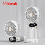 5000/8000mAh kaasaskantav ventilaator nutika LED-digitaalekraaniga 5-kiiruse reguleeritav USB-taaslaetav mini k&auml;eshoitav kaelaventilaator 5000mah valge