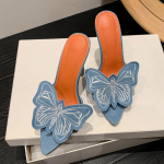 Eilyken Sexy Denim Butterfly Lill &Otilde;hukesed kontsad Sussid Naiste Suvine Mood terava varbaga Slaidid Stripper Party Mule Kingad 35 sinine