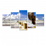L&otilde;uendi HD-printimine Blue Sky Sea 5 paneeliga lendav kotkas loom Modulaarne pilt Kodukaunistuse plakat Print Seinakunsti maal Ilma raamita 20x35cm*2 20x45cm*2 20x55cm*1