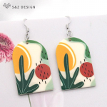 Trendikas v&auml;rvilised grafiti akr&uuml;&uuml;list maastik k&otilde;rvar&otilde;ngad naistele t&uuml;drukutele moepeo isikup&auml;ra valge kulla v&auml;rvi ehted igap&auml;evased aksessuaarid