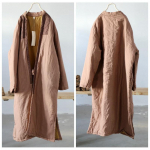 Johnature naiste hiina stiilis lapiga v&auml;rvilised pargid V-kaelusega pikkade varrukatega Talvised soojad mantlid Linased vintage lahtised pargid One Size helepruun v&auml;rv