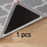 1/4/8/16 tk Kolmnurkne kummist pu libisemisvastane matt lehtpuidust p&otilde;randatele ja plaatidele, korduvkasutatav ja pestav teip alavaipade jaoks, mis hoiab nurgad tasased (must) 1 pcs