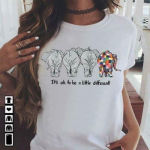 Autism Elephants It's Ok Be A Little Different unisex valged T-s&auml;rgid S