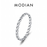 Modian 925 Sterling h&otilde;bedane tekstuuriga keerutatud &otilde;huke kotitav v&auml;ike s&otilde;rmes&otilde;rmus naistele Vintage klassikalised peened ehted kingitused 5 h&otilde;be
