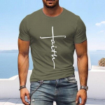 Meeste T-s&auml;rk Tee graafiline s&auml;rk vabaaja stiil klassikalises stiilis lahe s&auml;rk Graafilised prindid Cross Faith Crew Neck Hot Stamping Street Vacation M