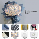 DIY k&auml;sitsi valmistatud kingitus K&auml;sitsi valmistatud liblikas lillede materjalist pakett liblikambu materjalist kott sinine