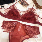 Prantsuse naiste aluspesu komplekt Seksikas &uuml;li&otilde;huke rinnahoidja komplekt, pitstikandid Bralette Comfort Triangle Cup rinnahoidjad v&otilde;rgust hingav pesu S