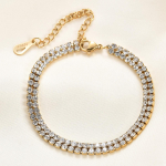 Ins Style naiste uus titaanist terasest k&auml;ev&otilde;ru kahe rea tsirkooniumi moe k&auml;ev&otilde;ruga kuld