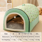 Big Dog Kennel Soe Talvine Kokkupandav Koertemaja matt Eemaldatav pestav koerte voodi Pesa s&uuml;gav magamistelk Keskmine suur koerte maja Lemmikloomatarbed Kassi voodi S 35X30X30CM roheline