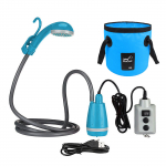 Laetav USB-laetav du&scaron;ipea koos kokkupandava &auml;mbriga telkimismatkamiseks Shower Pump with Collapsible Bucket
