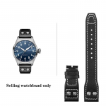 Kvaliteetne ehtsast nahast neetidega kellarihm 21 mm 22 mm, sobib IWC Big Pilot Spitfire TOP GUN jaoks pruunist sinisest veisenahast kellarihmad Black-no buckle 21mm