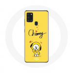 Coque pour Samsung Galaxy A21S BTS Bangtan Gar&ccedil;ons BT21 Chimmy Jimin Fond Jaune