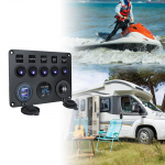 5 Gang Rocker Switch Panel Digital Volmeter Dual USB 4.2A koos valgustusega veoautode paadis&otilde;idukite jaoks red light