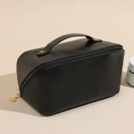 Suure mahutavusega reisikosmeetikakott Nahast meigikott Veekindel kaasaskantav kosmeetikakott tualett-tarvete kott nahahoolduskosmeetika tualett-tarvete jaoks must