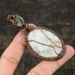 Natural Rainbow Moonstone Gemstone Copper Wire Wrap Gift Pendant 3.27 r7j34