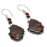Natural Mookaite, Garnet Gemstone 925 Sterling Silver Earring 2.48 k3n47