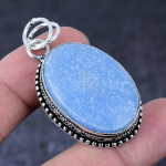 Natural Angelite Stone Gemstone Handmade 925 Sterling Silver Pendant 2.05 c7b01