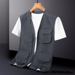 T&ouml;&ouml;riided Vest Meeste V&auml;listingimustes Kiiresti kuivav &otilde;huke mitme taskuga vest L hall