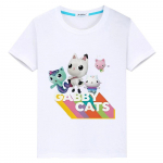 2024 New Kawaii pride tshirt Gabbys Dollhouse Print 100%Cotton anime T-shirt Short Sleeve Tops y2k one piece kids clothes girls 100 valge