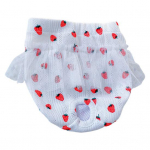 Pitsist pestav maasika/lillemustriline pol&uuml;ester emased koerad l&uuml;hikesed m&auml;hkmed f&uuml;sioloogilised p&uuml;ksid lemmikloomatarbed S valge