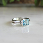 Sinise topaasiga s&otilde;rmus, K&auml;sit&ouml;&ouml;na valmistatud disainers&otilde;rmus, Statement-s&otilde;rmus, 925 sterlingh&otilde;be, Statement-s&otilde;rmus, Pulmas&otilde;rmus 6