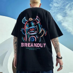 Imp print short-sleeved men tide ins loose summer high street tide big size couple T-shirt M