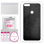 apgo kaitsev nahakleebis tagak&uuml;ljele, mis &uuml;hildub Huawei Y7 Prime'iga (2018), Kile, foolium, vin&uuml;&uuml;l &ndash; mustriga must nahk