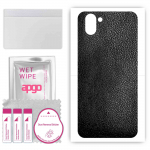 apgo Protective Skin Sticker for the back compatible with Sharp Aquos R3, Wrap Film, Foil, Vinyl - Pattern Black Leather