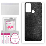 apgo Protective Skin Sticker for the back compatible with ZTE Optus X Tap 2, Wrap Film, Foil, Vinyl - Pattern Black Leather