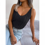 Vaba V-kaelusega Twist Hollow Top puhkusekampsun S valge