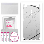apgo Protective Skin Sticker for the back+sides compatible with Oppo Reno, Full Wrap Film, Foil, Vinyl - Pattern White Marble