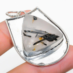 Natural Black Rutile Gemstone Handmade 925 Sterling Silver Pendant 2.01 z0r80