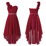 Laste t&uuml;drukute pulmakleit pruutneitsi varrukateta lilleline kleit as&uuml;mmeetriline &auml;&auml;ris &scaron;ifoonist s&uuml;nnip&auml;evaks ballileit 5-6 Years lavendel