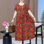 Elegantsed kleidid naistele pluss suuruses lahtine vabaaja vintage mustriga pikk varrukatega kleit suveks keskealistele naistele XL