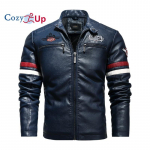 Cozy Up meeste kunstnahast jope, lukuga vaba vabaaja tuulejope, mootorratta jope, jalgratturi v&auml;lisr&otilde;ivaste mantel S punane