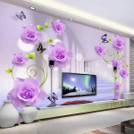 Fototapeet Seintele 3D Stereoskoopilised Lilla Roosid Elutuba Diivan TV Taustasein Muraal Kodu Kaunistus Moodne 200 cm(W) x 140 cm(H)