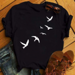 Naised Cartoon Bird Uus Armas armas Trend 90ndate Stiil Mood Summer Lady Print Tee Graphic T Top Travel Ts&auml;rgid Trend T-s&auml;rk S