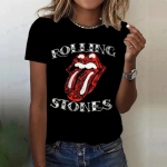 Rolling Stones Harajuku Funny Print Naiste T-s&auml;rk L&uuml;hikeste varrukatega Punane T-s&auml;rk Naiste T-s&auml;rk Topid Riided Camisetas Muje XS