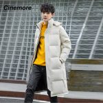 Cinemore Winter Couples Down puuvillane jope, pikk paksune parkid kapuutsiga &uuml;ler&otilde;ivad riided mood mantel Unisex vabaaja paks soe tuulejakk DJ-40 S valge