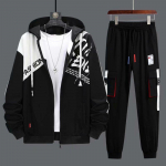 S&uuml;gis Meeste Mood Tr&uuml;kitud Kapuutsiga Jakk Vabaaja P&uuml;ksid Kaheosaline Komplekt XL kollane