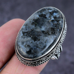 Natural Larvikite Stone Gemstone Handmade 925 Sterling Silver Ring Size 8 d5y23