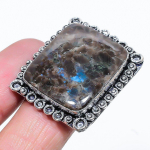 Natural Larvikite Stone Gemstone 925 Sterling Silver Gift Ring Size 8 j4o63