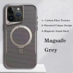 iPhone 16 15 14 13 12 Pro Max pehme kummist raamiga Magsafe Stand telefoni korpuse objektiivi kaitse s&uuml;sinikkiust tekstuuriga tagaplaadi kate For iPhone 16 Pro Max must