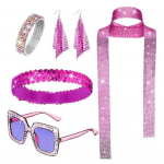 Naiste Hipi kost&uuml;&uuml;m Aksessuaarid Litrid Ehted K&otilde;rvar&otilde;ngad Prillid Peapael K&auml;ev&otilde;ru Disko Peor&otilde;ivad 1970. aastate balli Blingi kujundus One Size A