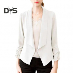 Naiste kampsun bleiser &uuml;hev&auml;rviline pikkade varrukatega lahtise &otilde;mblusega rev, ametlik &auml;ri OL pendeldamise stiil, pehme hingav &otilde;huke naiste mantel 4XL valge