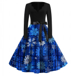 Naiste vabaaja mood V kaelusega pikkade varrukatega j&otilde;ulutr&uuml;kiga vintage pikk kleit L valge